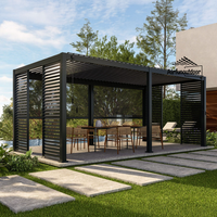 Pergola bioclimatique Airfun en aluminium à lames orientables - Noir, résistante à la neige et à l'eau, conçue pour une utilisation en extérieur (patio, terrasse)