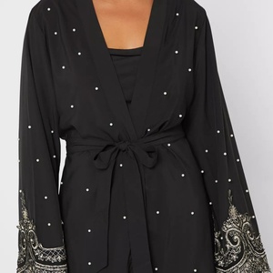 1684 #   Abaya élégante de luxe brodée de perles pour le Ramadan à Dubaï – Vêtements islamiques modestes pour femmes musulmanes - Product Image 6