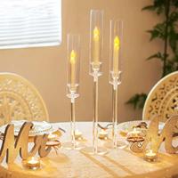 Ensemble de porte-bougies hauts en acrylique transparent de luxe, modernes, pour mariage, centre de table, banquet, décoration d'événements