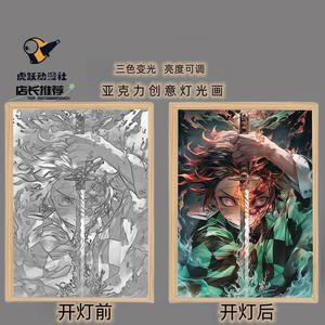 21*29CM Demon Slayer: Kimetsu No Yaiba Tanjirou Nezuko Anime USB luz nocturna DIY iluminación creativa pintura - Product Image 3