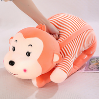 Jouets personnalisés de haute qualité, peluche singe couché 3D super douce et mignonne, avec tissu doux pour la peau et options multi-tailles