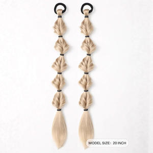 Py707 2 Extensions de cheveux synthétiques en fibre Kanekalon tressées de 50 cm pour femmes avec bandes élastiques - Product Image 2