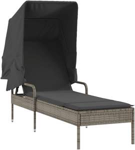 Meubles de <span class=keywords><strong>jardin</strong></span> de patio Chaise longue avec auvent Poly Rotin Osier <span class=keywords><strong>Jardin</strong></span> Dossier réglable Chaise <span class=keywords><strong>Transat</strong></span> Chaise longue avec auvent - Product Image 1