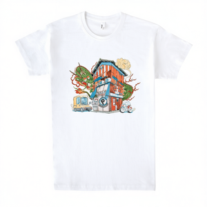 T-shirt Dragon Store unisex per adulti, design con stampa grafica bianca - Product Image 2