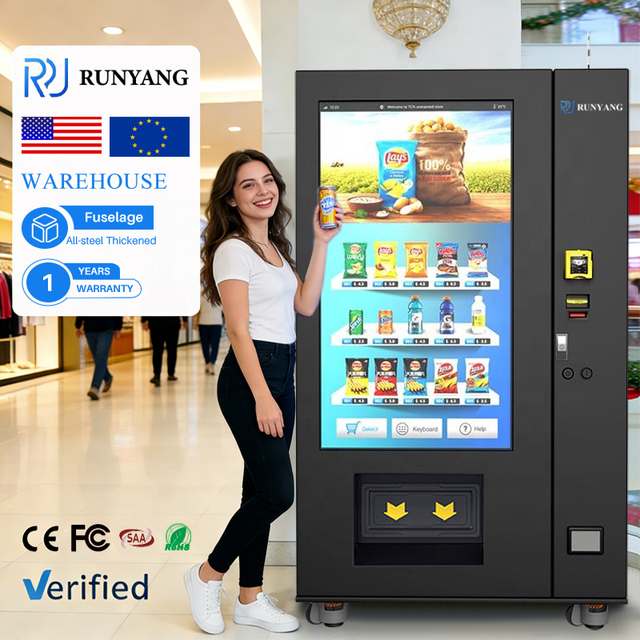 RUNYANG Custom Ai Coin Acceptor Vending Machine for Snacks and Drinks Vending Machine for Foods and Drinks
