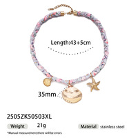 Summer Ocean Series Shell Starfish Conch Fish Colgante Collar 18K Chapado en oro Collar de dijes de acero inoxidable