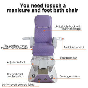 Sillón de Pedicura de Lujo para Salón de Uñas, Silla de Masaje con Baño de Pies y Base Acrílica, Silla de Masaje Spa con Hidromasaje sin Tuberías - Product Image 5
