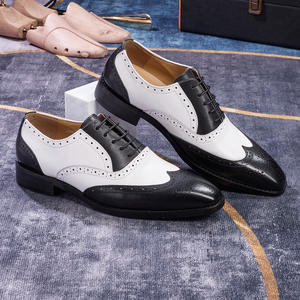 Zapatos de Cuero Genuino para Hombre, Estilo Oxford Cuadrado, Moda Europea de Lujo, Casuales, Formales, para Boda, Negocios, Antideslizantes, con Masaje - Product Image 1