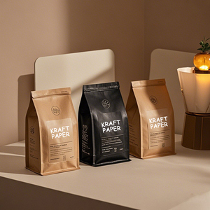 Nhà máy OEM phân hủy sinh học sinh thái thân thiện tùy chỉnh kích thước hình dạng cửa sổ dây kéo Cà Phê Trà Nuts Gói Kraft túi giấy - Product Image 2