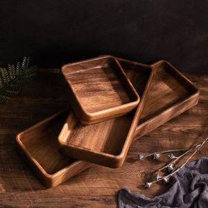 Wooden walnut wood tray, solid wood dessert plate, whole wood fruit plate, Japanese rectangular <b>teacup</b> tray - Product Image 1
