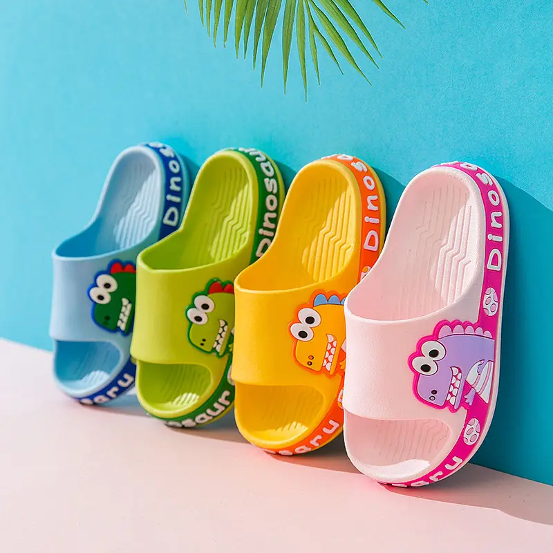 2022 Summer Kids Slippers Cute Cartoon Dinosaur Home Slippers Boys and Girls Indoor Non-slip Beach Sandals Baby Girl Shoes