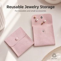 Sac de rangement pour bijoux en flanelle recyclable personnalisé, anti-oxydation, tissu épaissi, fermeture à bouton pression, bracelet en soie