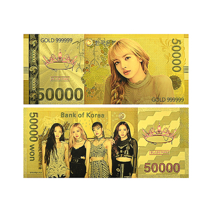 Banconota in lamina d'<span class=keywords><strong>oro</strong></span> ispirata ai gruppi femminili K-Pop, 15,5x6,9 cm, fronte-retro, 50000 Won, regalo da collezione per fan, per amanti della musica e collezionisti - Product Image 2