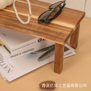 Acacia Wood Desktop <b>Shelf</b> Solid Wood Storage Rack Rectangle Standing Type Organizer <b>for</b> <b>Books</b> and Personal Care Items - Product Image 5