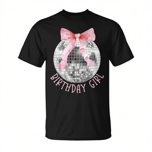Camiseta Coquette con Lazo y Bola de Discoteca para Niñas, para Fiestas de Cumpleaños, Eventos con Temática Disco, Camiseta Promocional - Product Image 2