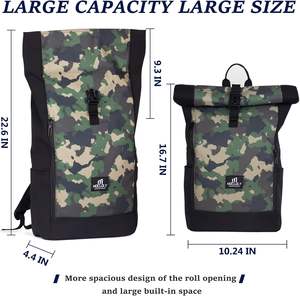 Free Sample Casual Sports Travel School Student Large Capacity Laptop <b>Backpack</b> <b>Waterproof</b> <b>Roll</b> <b>Top</b> Oxford Design for Men - Product Image 6