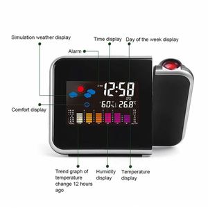 Projection Smart <b>Led</b> Display Thermometer Hygrometer Weather Monitoring Snooze Alarm <b>Clock</b> Bedroom Spare - Product Image 2