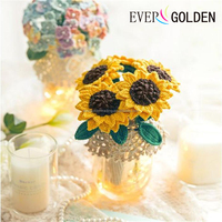 EG22123 Vente en gros de tournesols au crochet faits à la main, style classique, imperméables, lavables, décoratifs pour la rentrée scolaire, fleurs artificielles faites à la main