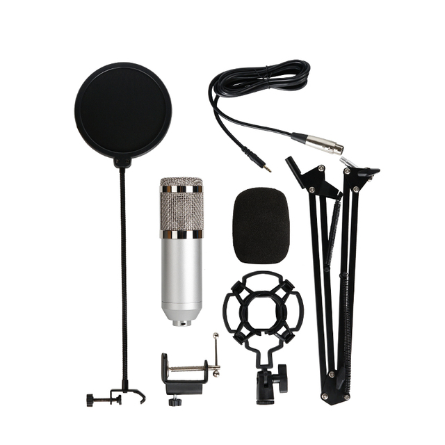 Condenser Microphone Cardioid Wired Noise Cancelling DSP Chip Technology XLR-3.55 Connector Live Broadcast Desktop Model