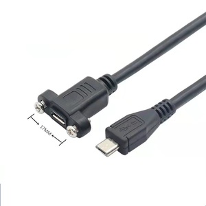 Custom Male to Female Screw Panel Mount <strong>Micro</strong> <strong>B</strong> <strong>USB</strong> Data Extension Cable - Product Image 2
