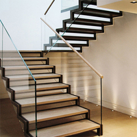 Escalier intérieur de haute qualité, escalier à poutre réglable, main courante en verre
