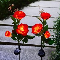 Les lumières solaires exquises de jardin de fleur de trois roses ont mené des lumières imperméables pour le jardin
