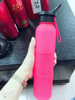 Bouteille d'eau sportive PCTG à large ouverture, bouteille de motivation OEM, bouteille d'eau en plastique Tritan de 550 ml avec couvercle à vis