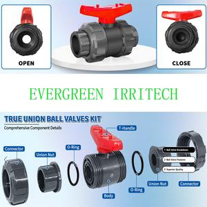 Vanne à boisseau sphérique à double union en <span class=keywords><strong>PVC</strong></span> pour l'agriculture, 1-1/2 pouces - 150 psi - Schedule <span class=keywords><strong>40</strong></span> - Socket ASTM pour piscine, raccordement de tuyaux - Product Image 5