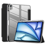 Étui de protection pour tablette en cuir avec rabat à trois volets et porte-stylo, transparent, pour iPad Air 11 pouces / iPad 12e génération 2026