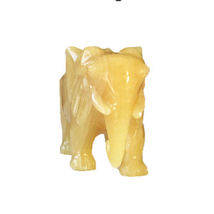 Intagliato a mano guarigione pietra preziosa natura topazio elefante statua in pietra figurina di cristallo decorazione della casa articolo di arredamento - Product Image 4