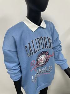 Sudadera Xiehua de Otoño, Nueva Moda Universitaria, Deportiva, Holgada, Informal, con Bordado en Contraste y Cuello Polo - Product Image 6
