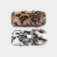 Bandeau léopard tendance automne-hiver, double couche, chaud, en peluche, avec cache-oreilles larges, 55-58 cm