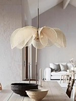 Tissu nordique Led fleur suspension pour salon Loft lampes suspendues décoration de la maison crème Style chambre Lustre lustre