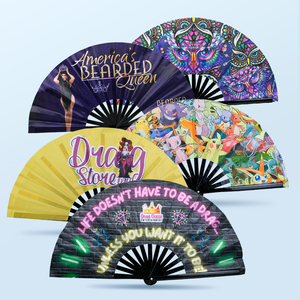 Quạt Rave Tay Gấp Lớn Phổ Biến Nhất 2023 Cho Nam/Nữ Quạt Tay Gấp Bằng Vải Tre Và Oxford Trung Quốc - Product Image 3