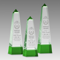 Torre de Obelisco de Cristal Noble al por Mayor con Base de Diferentes Colores, Logotipo Grabado Personalizado, Regalo Empresarial, Trofeo de Logro, Premio