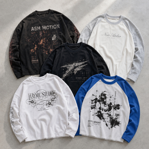 T-Shirt <span class=keywords><strong>Homme</strong></span> Luxe Décontracté 300 G/m² à Maille Gaufre Oversize Personnalisé Streetwear Blanc Manches Longues Vintage - Product Image 1