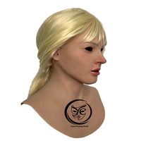 Masques de tête en silicone réalistes avec cheveux dorés, design personnalisé de haute qualité, pour acteurs de cinéma, cosplay, Halloween, accessoires de fête