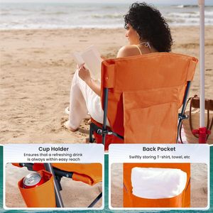 Silla de Playa Plegable de Hierro para Exteriores, Silla de Pesca Portátil de Respaldo Alto para Viajes, OEM - Product Image 6