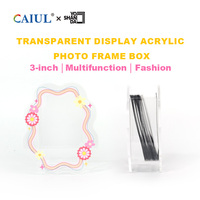 Porte-stylos en acrylique DIY et cadre photo 2-en-1 de 3 pouces, boîte de rangement multifonctionnelle mignonne pour stylos, accessoire Instax pour bureau
