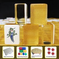 Transparentes Goldfolien-Kristall-Acryl Amerikanisches Mahjong-Set Klassisches Chinesisches Traditionelles Drachen-Blumen-Standard-Turnier-Poker