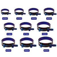 Kit de colliers de serrage pour tuyaux en acier, de 1,75 à 3,5 pouces, universels, style boulon en T, réglables, pour fixation de tuyaux de 45 mm à 98 mm, bleu titane