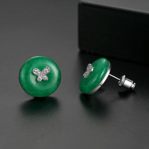 LUOTEEMI gioielli di moda per feste di matrimonio Design elegante orecchini a bottone in giada attraenti per le donne - Product Image 6