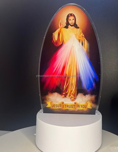 Lámpara Nocturna Moderna LED 3D de Acrílico con <span class=keywords><strong>Luz</strong></span> Cálida de Jesús, Virgen María y Salvador, Regalo para Sala de Estar, Lámpara Religiosa - Product Image 4