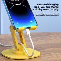 Support de téléphone pliable pour tablette et téléphone, mécanisme à trois axes de bureau, rotation à 360°, trou de charge réservé, hauteur réglable
