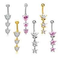 Damen 316L Edelstahl Schmetterling Bauchnabelpiercing Schmuck Modische Schwimmende Bauchnabelpiercing-Ringe für Frauen Körperschmuck