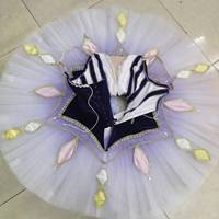 Jupe de Ballet professionnelle en crêpe dégradé violet clair TUTU nouveau tissu de velours marine Joker personnage Design attrayant