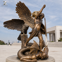 Sculpture en bronze de Saint Michel Archange, artisanat métallique, moulage à la cire perdue, statue religieuse durable pour la décoration de villas, jardins et monuments.