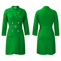 Nouvelles Robes Plissées Col V pour Femmes 2025, Mode Printemps-Été, Robe de Bureau Élégante Couleur Unie, Manches Trois Quarts Style Africain