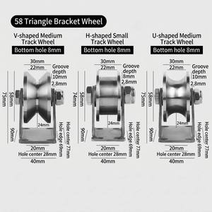 58mm 201 Stainless Steel Triangle Bracket <strong>Pulley</strong> Dual Bearing Sliding Door <strong>Pulley</strong> <strong>Small</strong> Groove Wheel - Product Image 4