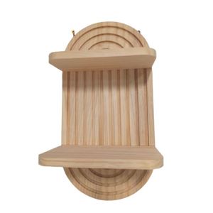 Wooden <b>Wall</b> <b>Shelf</b> Oval Two Tier Solid Wood <b>Wall</b> <b>Mounted</b> Storage Rack For Decorative Display - Product Image 4
